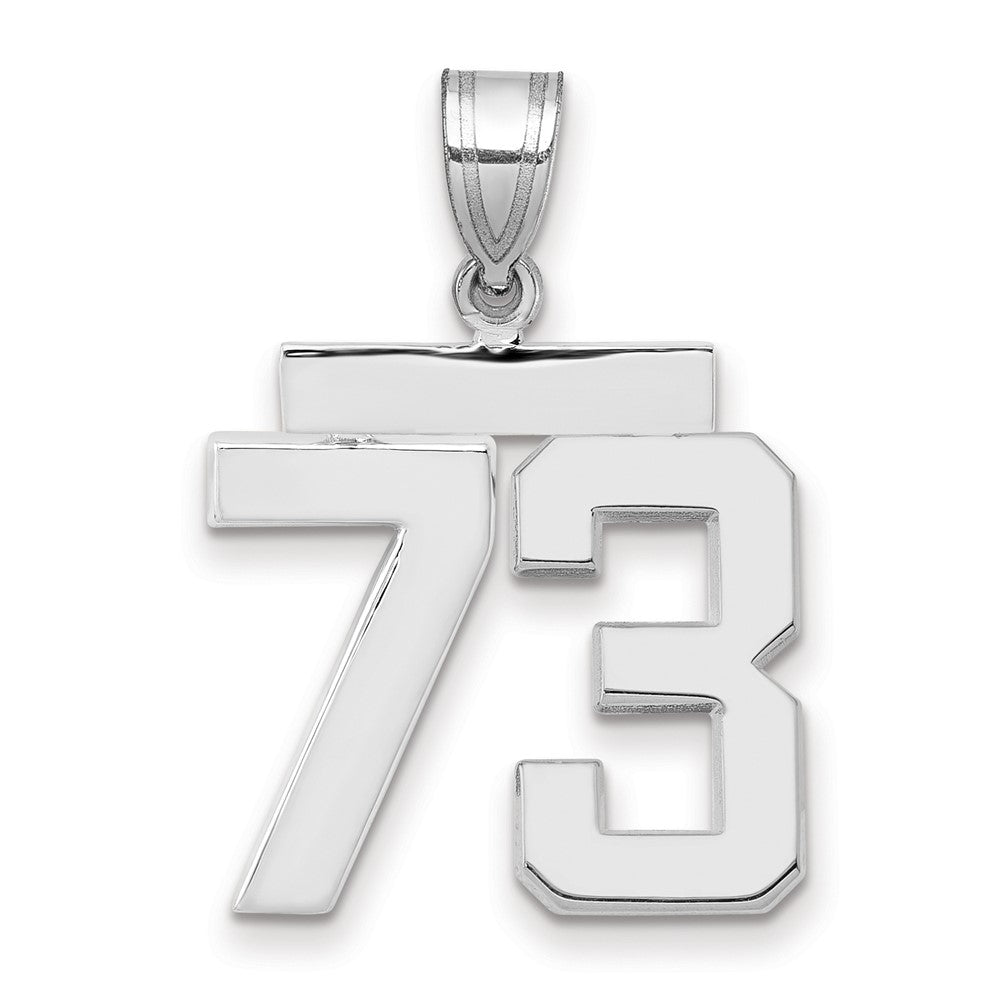 14k White Goldw Medium Polished Number 73 Charm