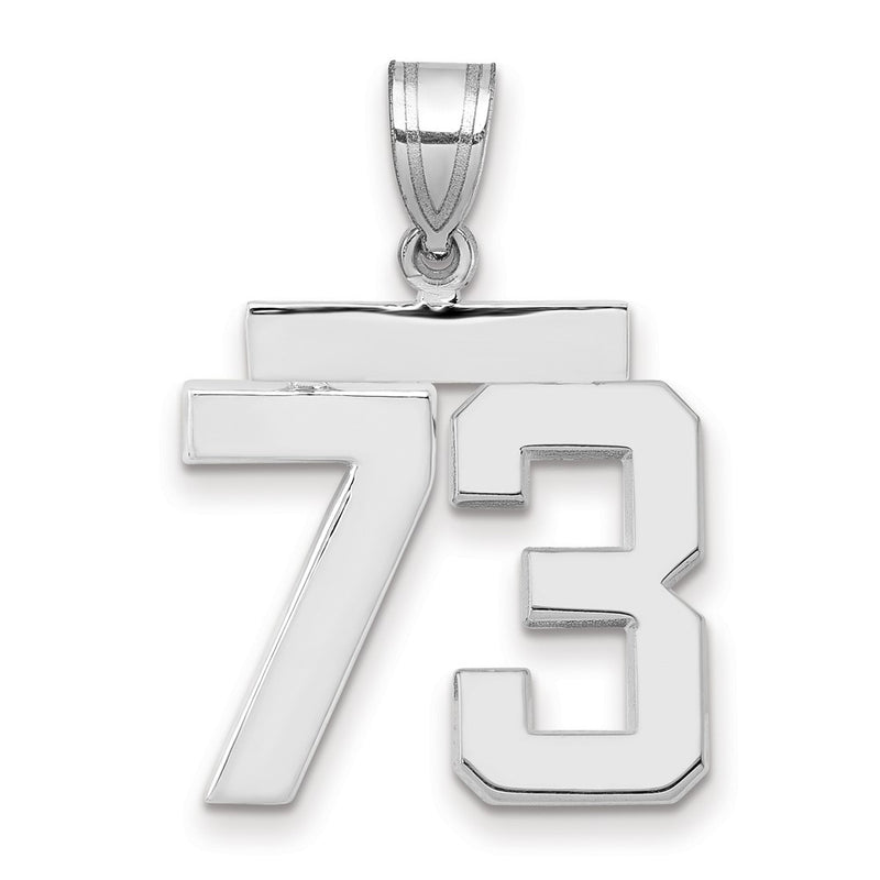 14k White Goldw Medium Polished Number 73 Charm