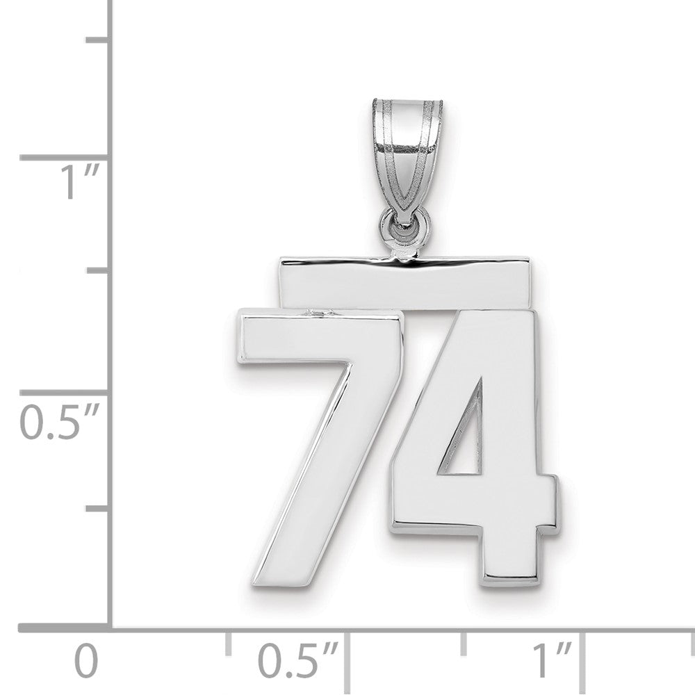 14k White Goldw Medium Polished Number 74 Charm