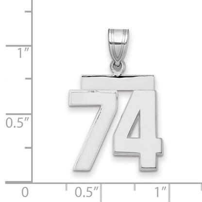 14k White Goldw Medium Polished Number 74 Charm