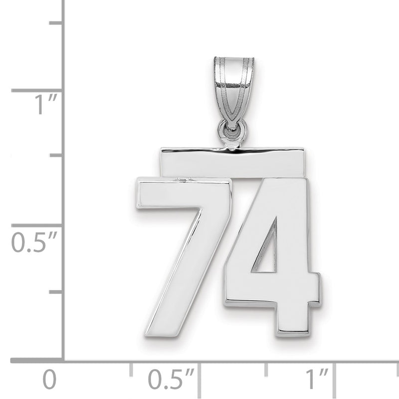 14k White Goldw Medium Polished Number 74 Charm