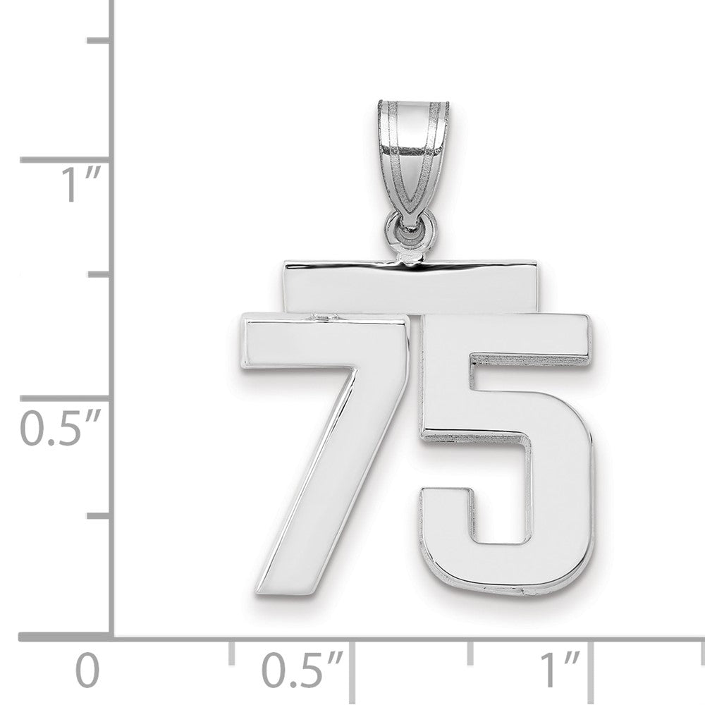 14k White Goldw Medium Polished Number 75 Charm