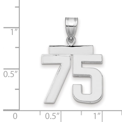 14k White Goldw Medium Polished Number 75 Charm