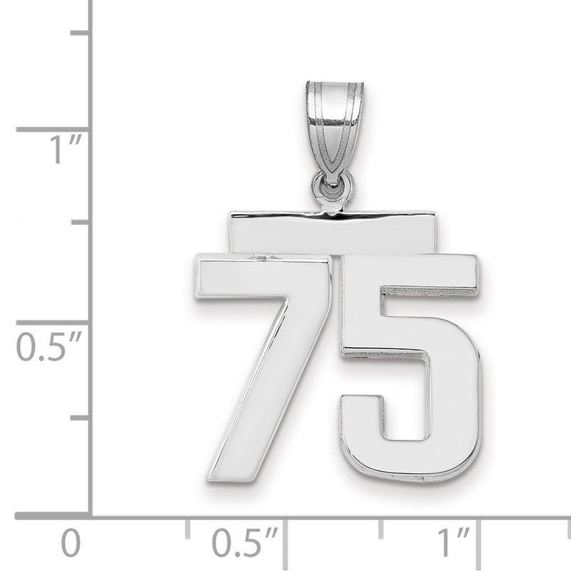 14k White Goldw Medium Polished Number 75 Charm
