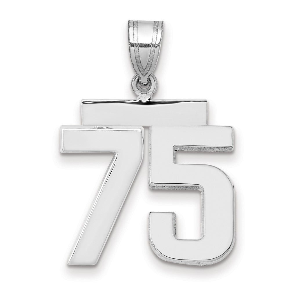 14k White Goldw Medium Polished Number 75 Charm