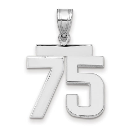 14k White Goldw Medium Polished Number 75 Charm
