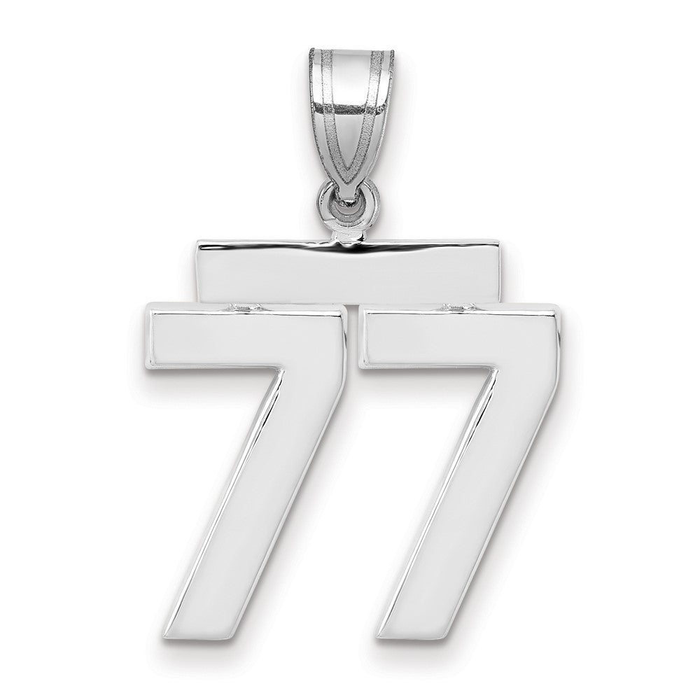 14k White Goldw Medium Polished Number 77 Charm