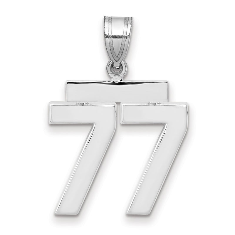 14k White Goldw Medium Polished Number 77 Charm