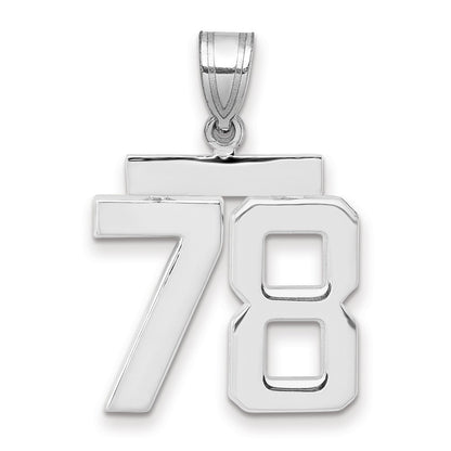 14k White Goldw Medium Polished Number 78 Charm