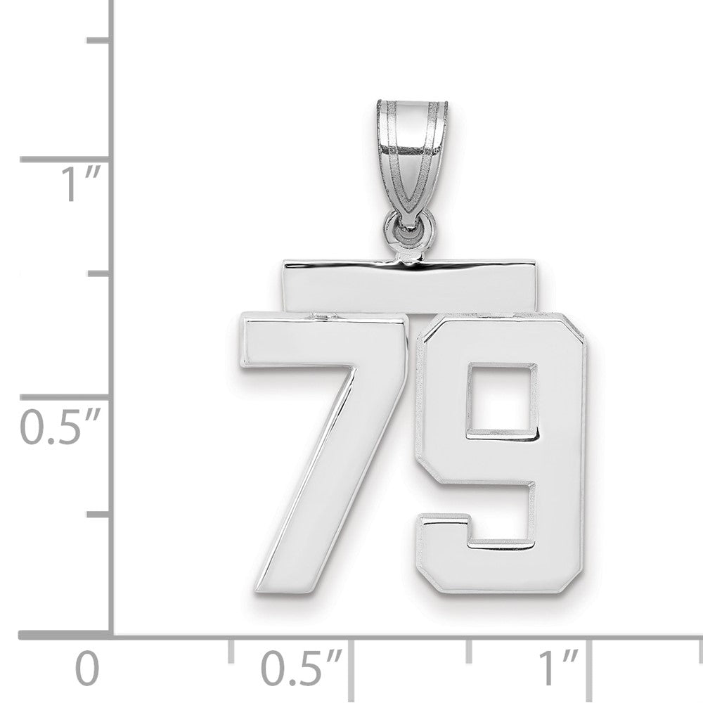 14k White Goldw Medium Polished Number 79 Charm
