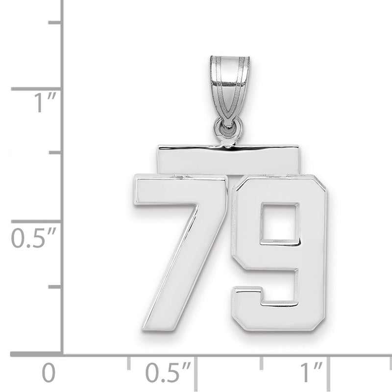 14k White Goldw Medium Polished Number 79 Charm
