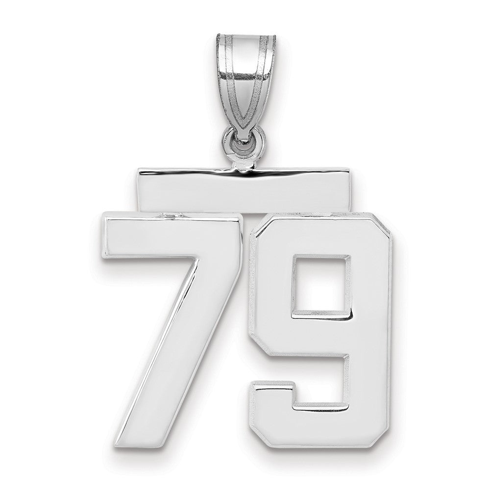 14k White Goldw Medium Polished Number 79 Charm