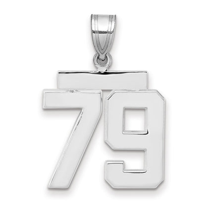 14k White Goldw Medium Polished Number 79 Charm