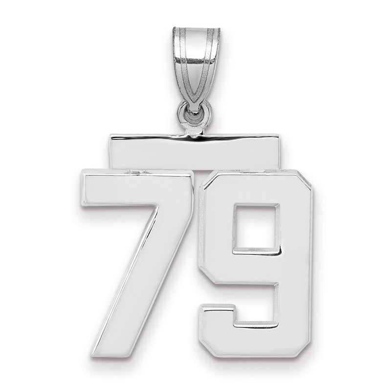 14k White Goldw Medium Polished Number 79 Charm