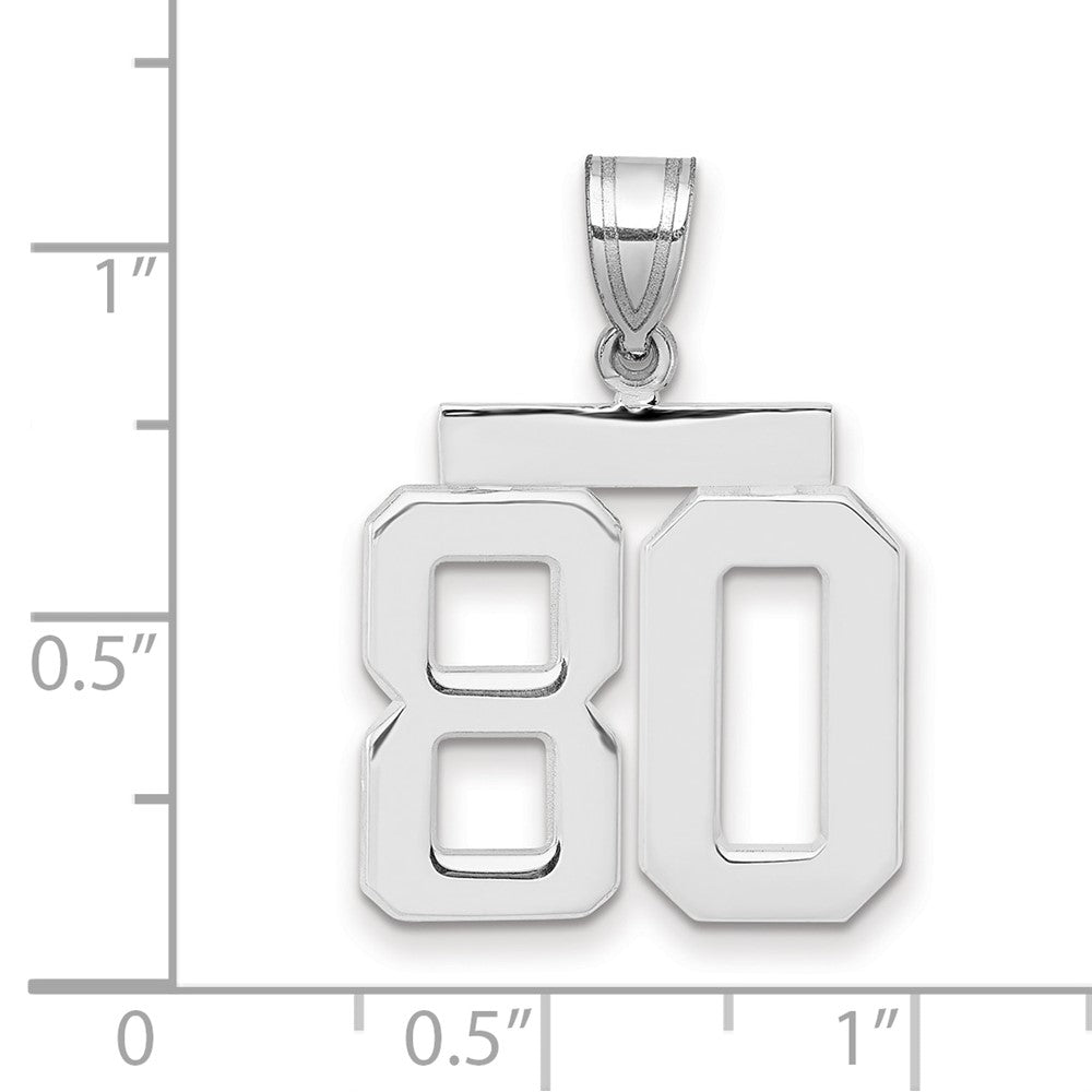 14k White Goldw Medium Polished Number 80 Charm