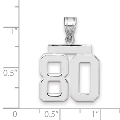 14k White Goldw Medium Polished Number 80 Charm