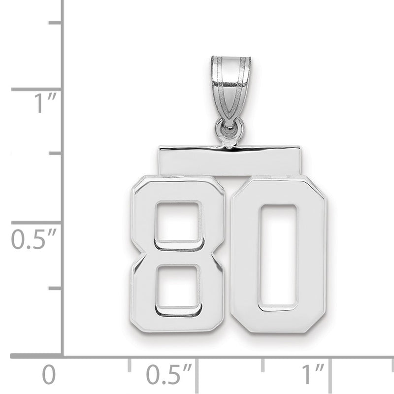 14k White Goldw Medium Polished Number 80 Charm