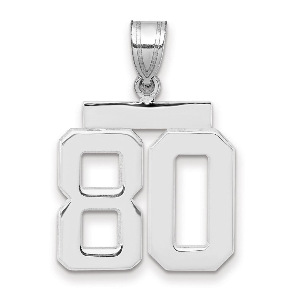 14k White Goldw Medium Polished Number 80 Charm
