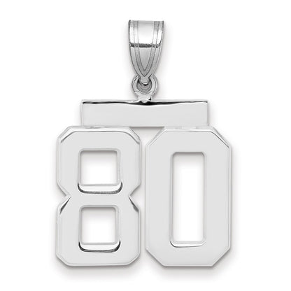 14k White Goldw Medium Polished Number 80 Charm