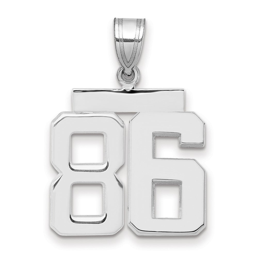 14k White Goldw Medium Polished Number 86 Charm