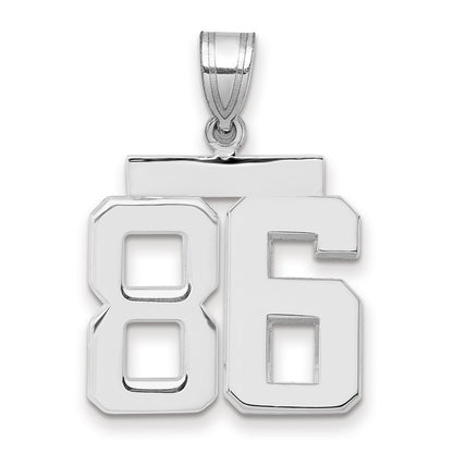 14k White Goldw Medium Polished Number 86 Charm