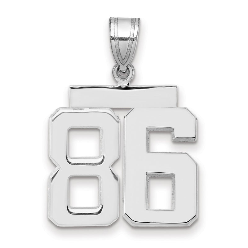 14k White Goldw Medium Polished Number 86 Charm