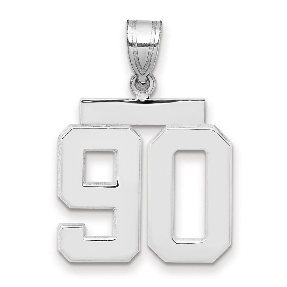 14k White Goldw Medium Polished Number 90 Charm