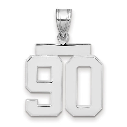 14k White Goldw Medium Polished Number 90 Charm