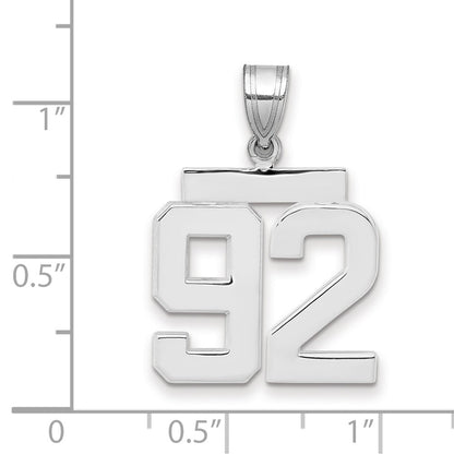 14k White Goldw Medium Polished Number 92 Charm