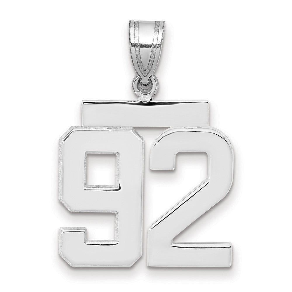 14k White Goldw Medium Polished Number 92 Charm
