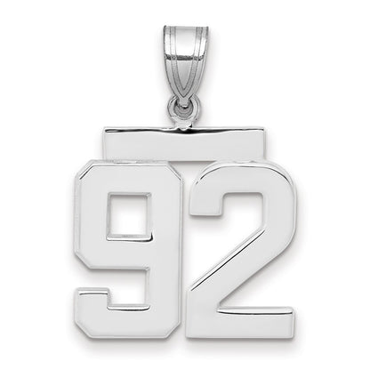 14k White Goldw Medium Polished Number 92 Charm