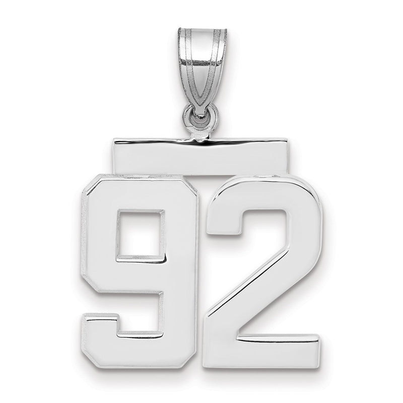14k White Goldw Medium Polished Number 92 Charm