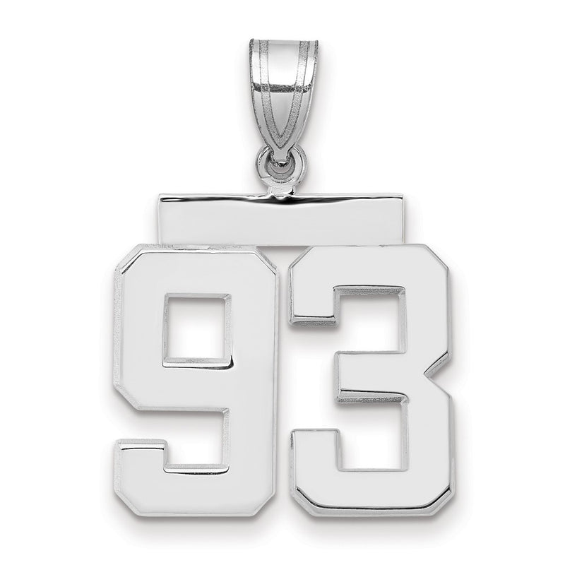 14k White Goldw Medium Polished Number 93 Charm