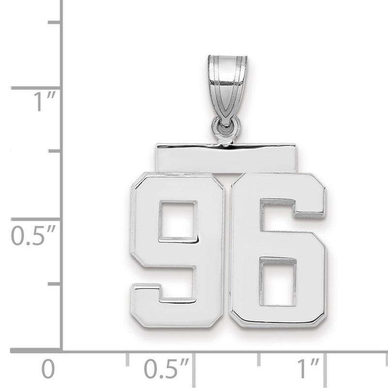 14k White Goldw Medium Polished Number 96 Charm