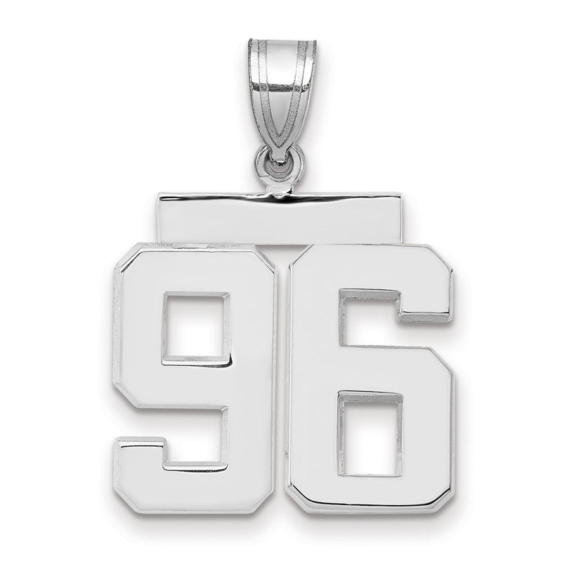 14k White Goldw Medium Polished Number 96 Charm