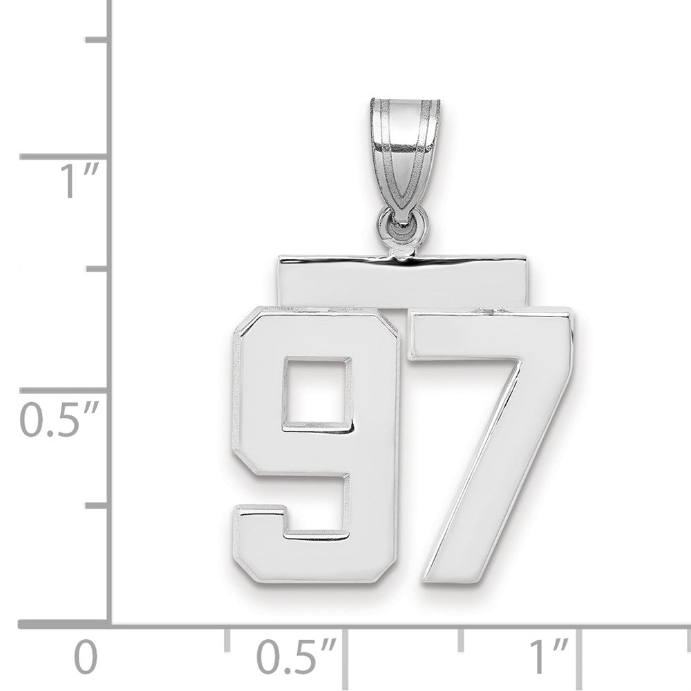 14k White Goldw Medium Polished Number 97 Charm