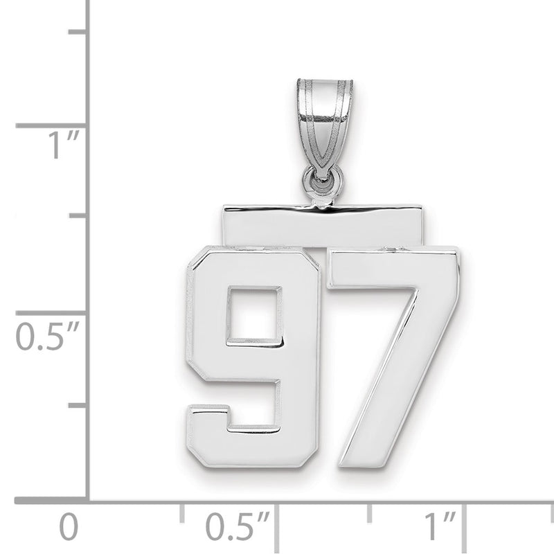14k White Goldw Medium Polished Number 97 Charm