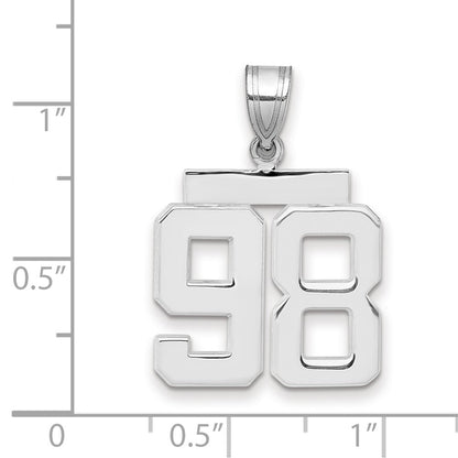 14k White Goldw Medium Polished Number 98 Charm