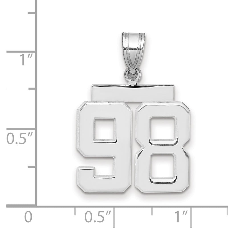 14k White Goldw Medium Polished Number 98 Charm