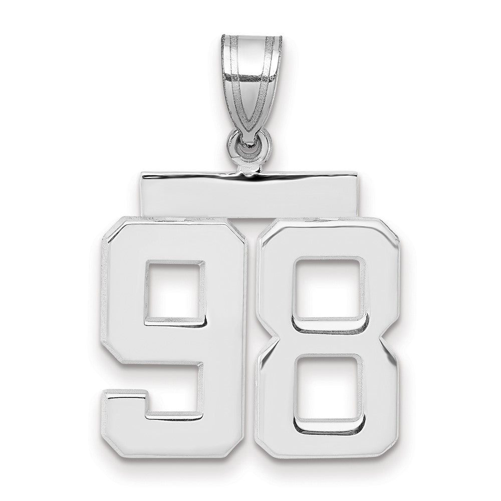 14k White Goldw Medium Polished Number 98 Charm