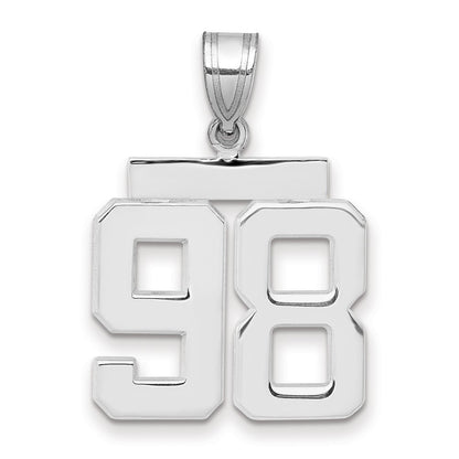 14k White Goldw Medium Polished Number 98 Charm