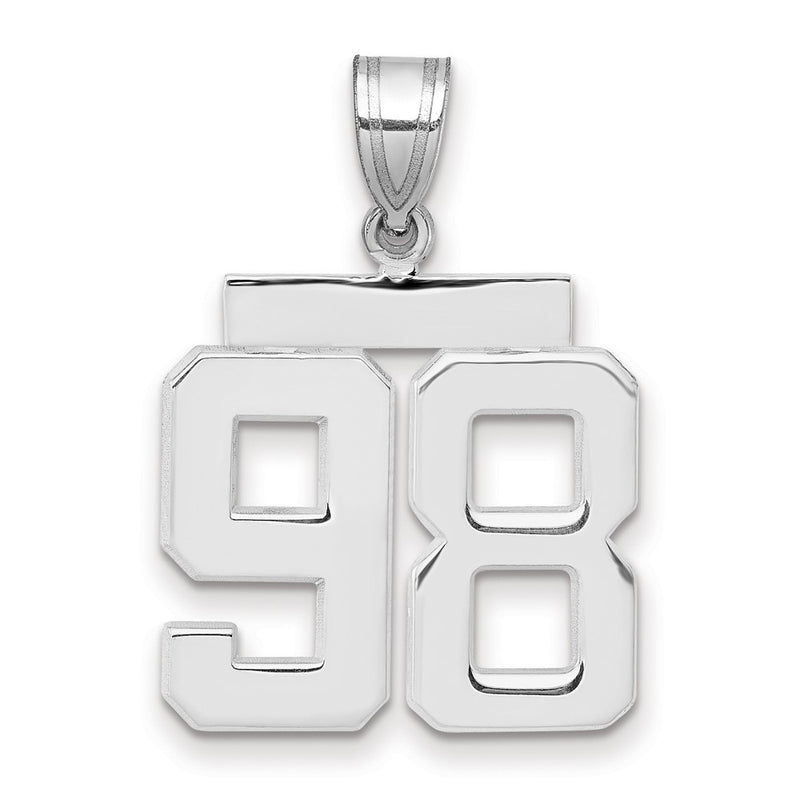 14k White Goldw Medium Polished Number 98 Charm