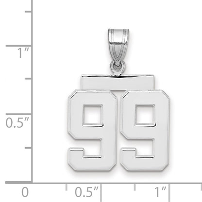 14k White Goldw Medium Polished Number 99 Charm