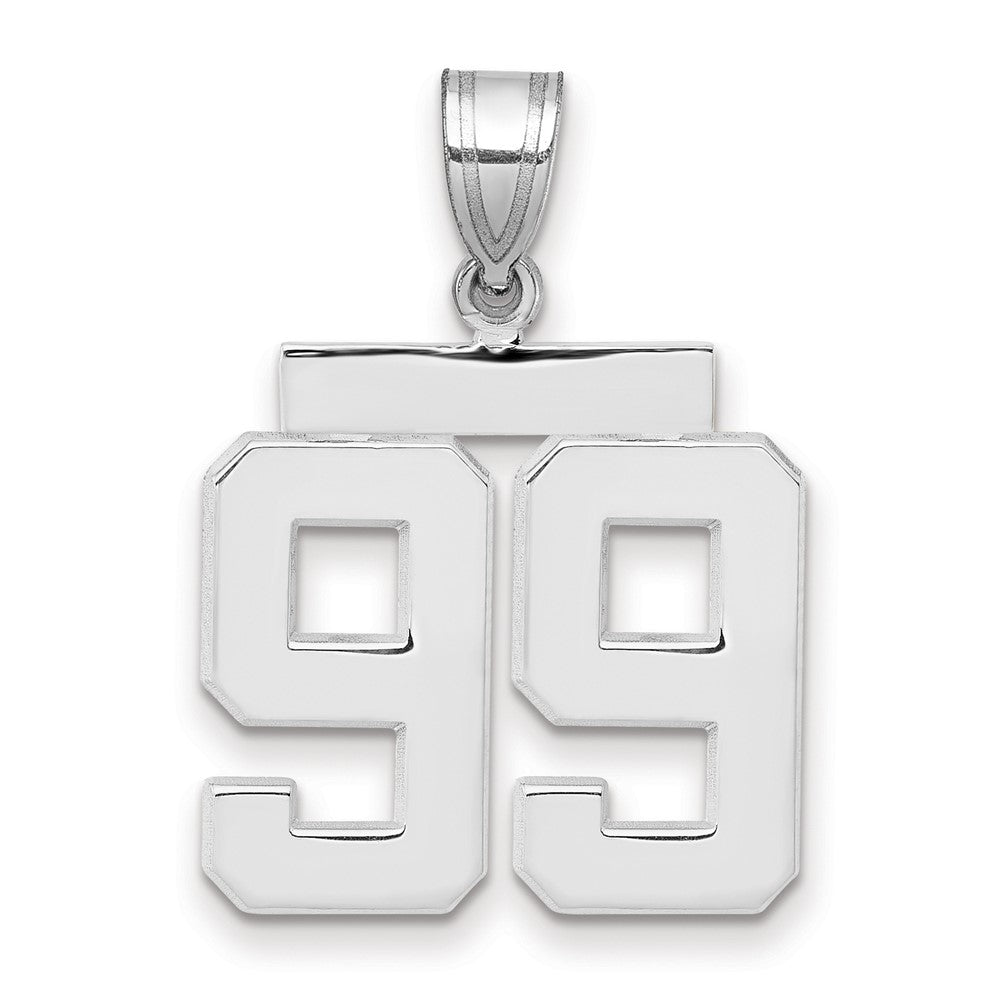 14k White Goldw Medium Polished Number 99 Charm