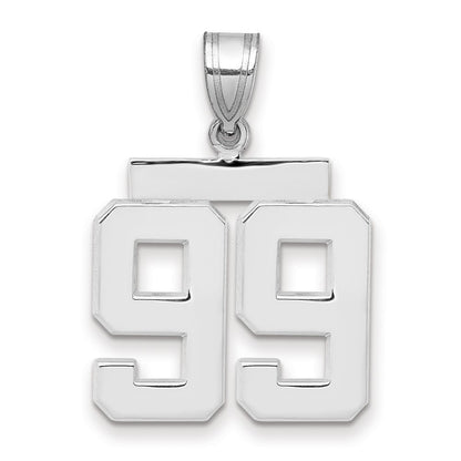 14k White Goldw Medium Polished Number 99 Charm