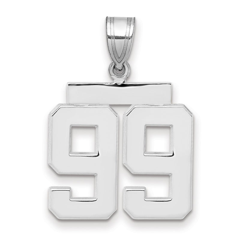 14k White Goldw Medium Polished Number 99 Charm