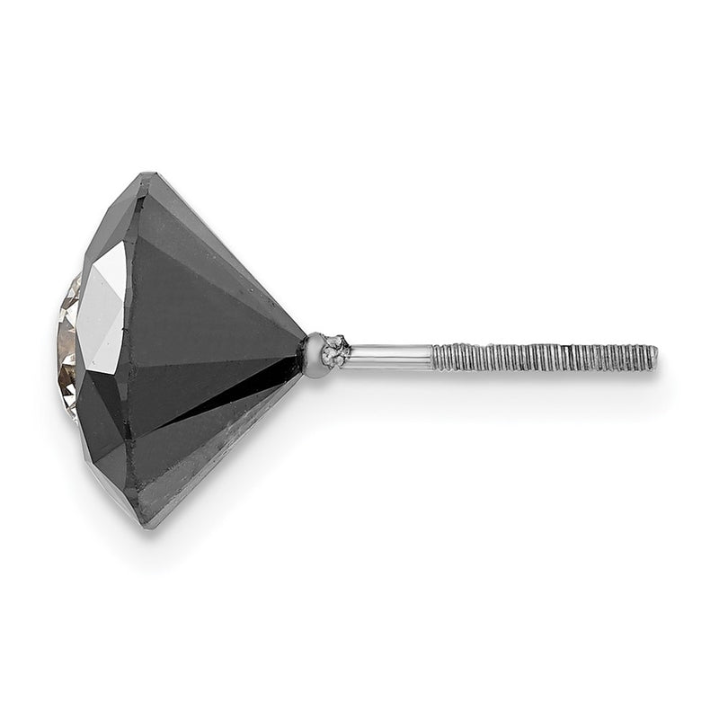 14K White Gold Night Black & 4.25Ct. Aa Diamond Single Stud Earring