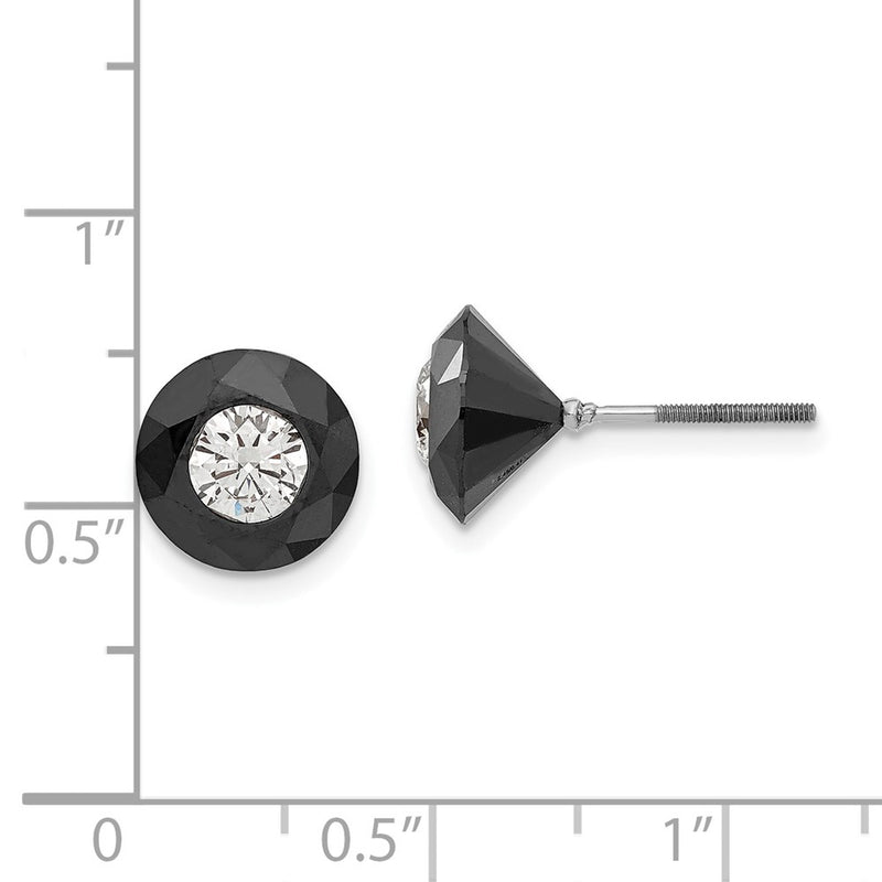 14K White Gold Night 5.50Ct. Black & Aa Diamond Stud Earrings