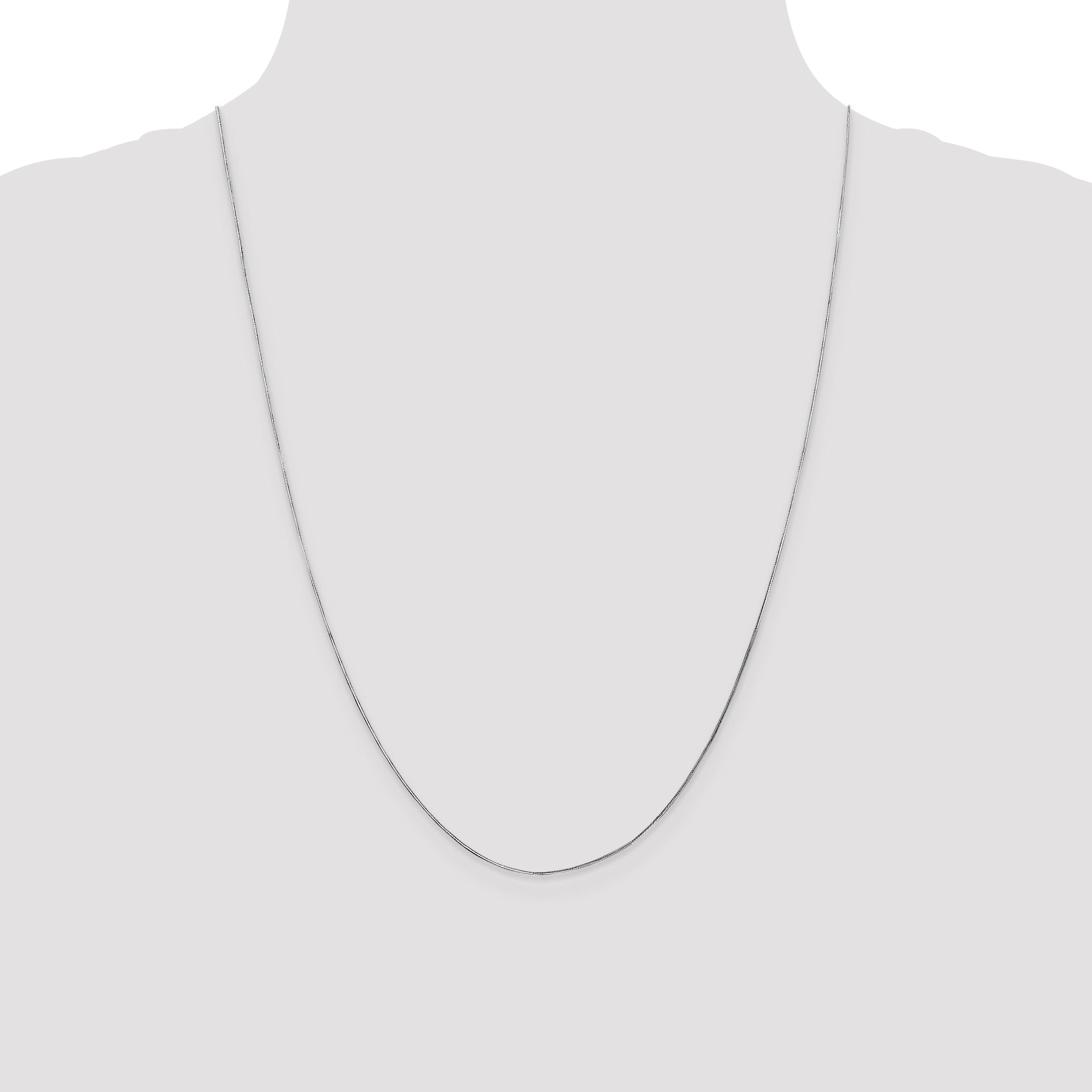 14K White Gold 24 Inch .5mm Octagonal Snake With Lobster Clasp Chain Necklace