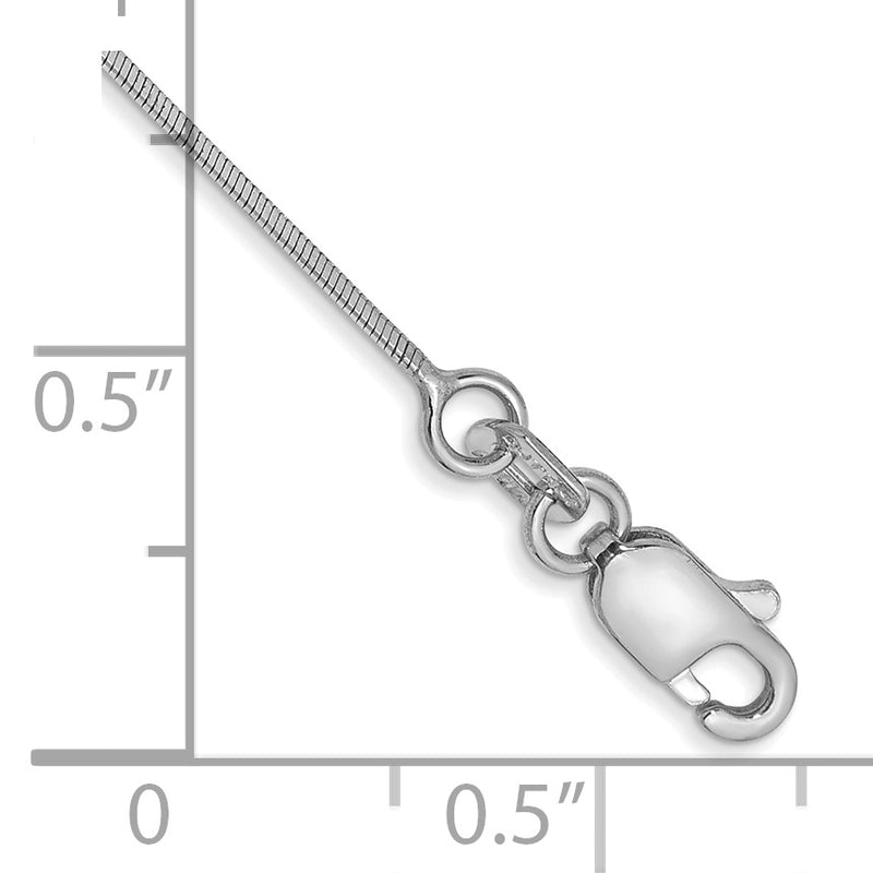 14K White Gold .6mm Octagonal Snake With Lobster Clasp Chain Bracelet